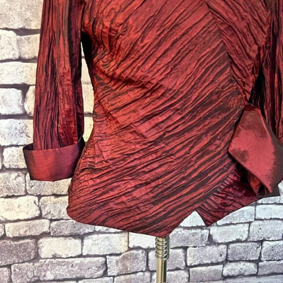 Cachet Burgundy 3/4 Sleeve Wrap Jacket Size 10 - Picture 3 of 10